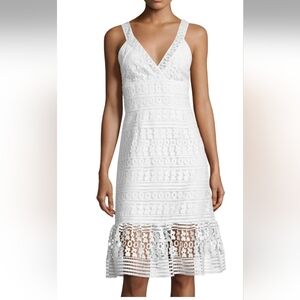 Diane von Furstenberg Tiana Sleeveless Lace Flounce Dress Size 10 White Bridal